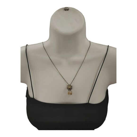 LADIE'S GOLD PENDANT NECKLACE WITH 2 GOLD BOX PIECES AT END OF NECKLACE. NWOT - Picture 2 of 3